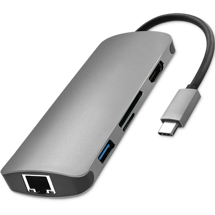 Qoltec USB-C 3.1 adaptr (HDMI, USB, RJ45, microSD)